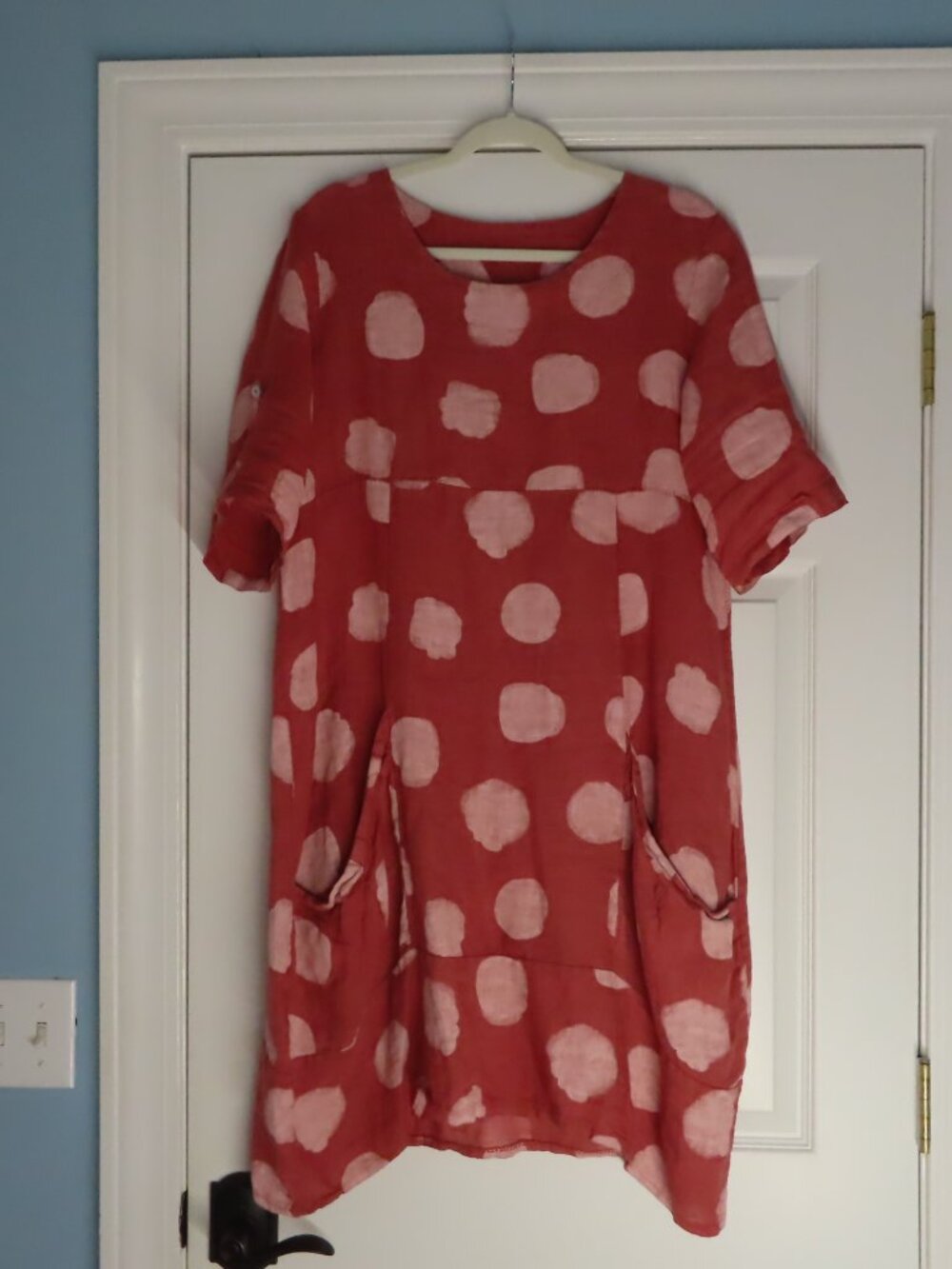 Camille & Co Linen Dress Made in Italy Small Lagenlook Boho Roll Tab Sleeves
